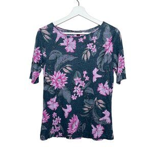 Ann Taylor Green Linen Floral Blouse Small Garden Casual Work Spring Summe